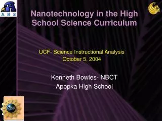 Nanotechnology in the High School Science Curriculum