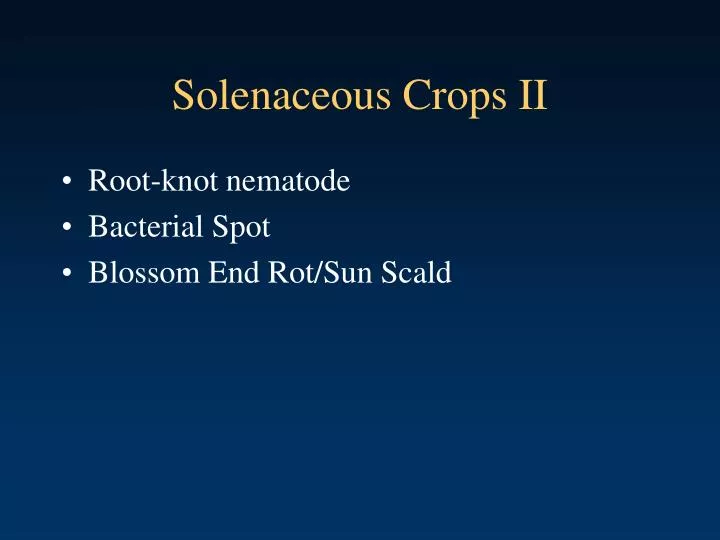 solenaceous crops ii