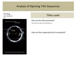 Analysis of Opening Title Sequences