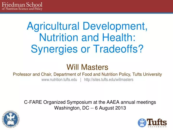 agricultural development nutrition and health synergies or tradeoffs