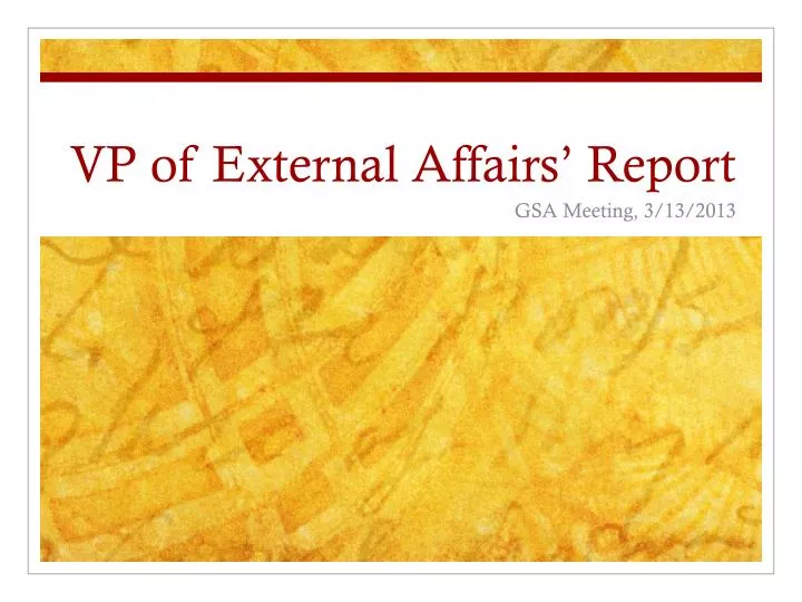 vp of external affairs report