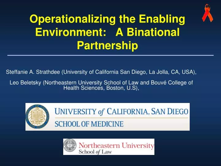 operationalizing the enabling environment a binational partnership
