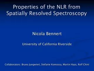 Properties of the NLR from Spatially Resolved Spectroscopy