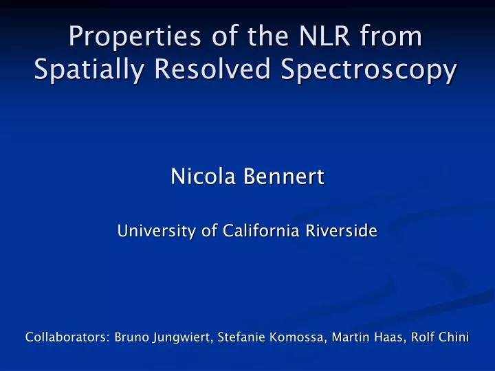 properties of the nlr from spatially resolved spectroscopy