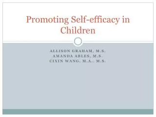 Promoting Self-efficacy in Children