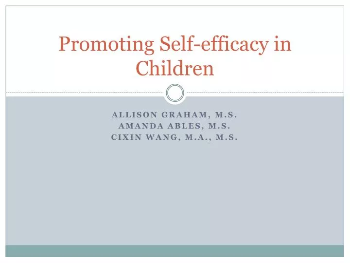 promoting self efficacy in children