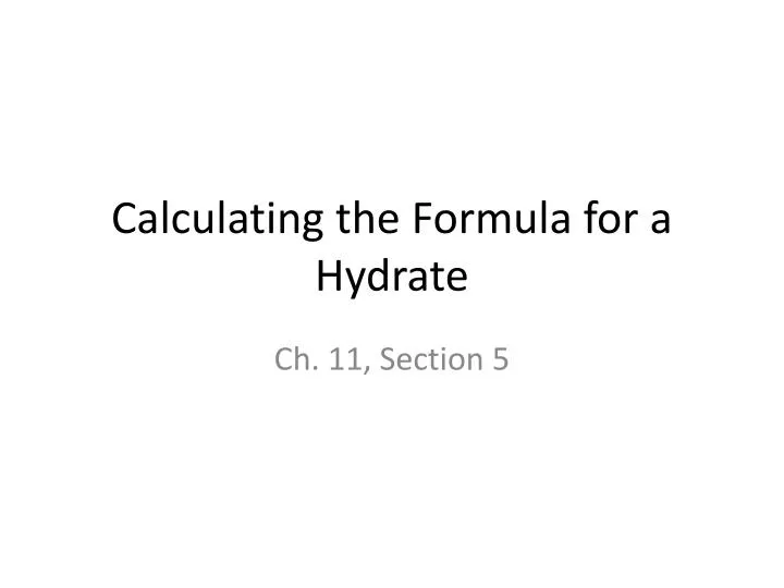 calculating the formula for a hydrate