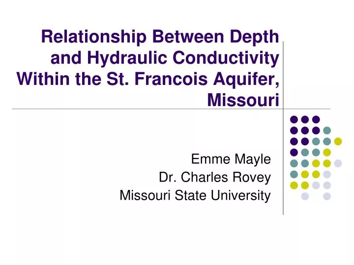 relationship between depth and hydraulic conductivity within the st francois aquifer missouri