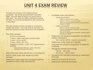 Unit 4 Exam Review