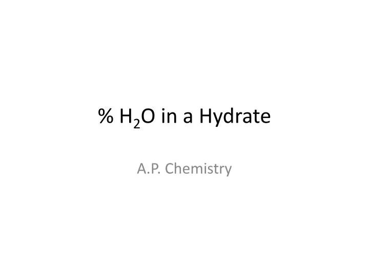 h 2 o in a hydrate