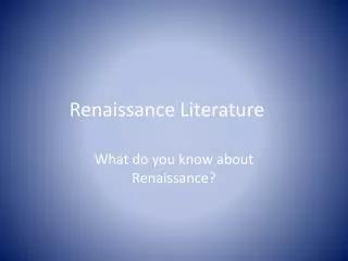 Renaissance Literature