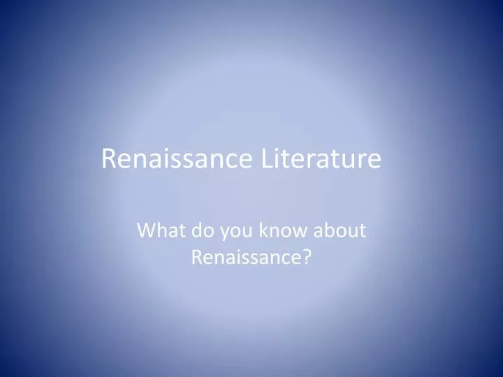 renaissance literature