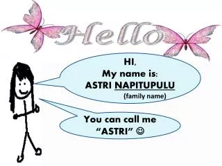 HI, My name is: ASTRI NAPITUPULU (family name)