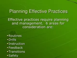 Planning Effective Practices