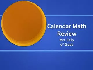 Calendar Math Review