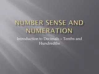 Number sense and numeration