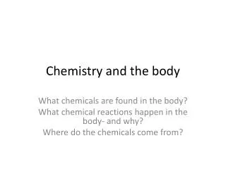chemistry and the body