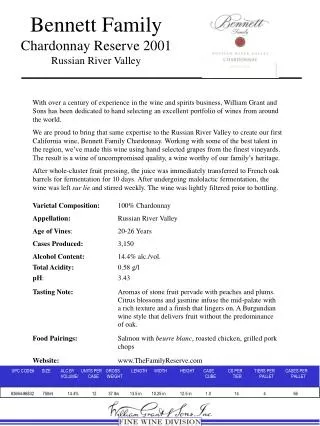 Bennett Family Chardonnay Reserve 2001 Russian River Valley
