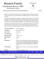 Bennett Family Chardonnay Reserve 2001 Russian River Valley - slide 1