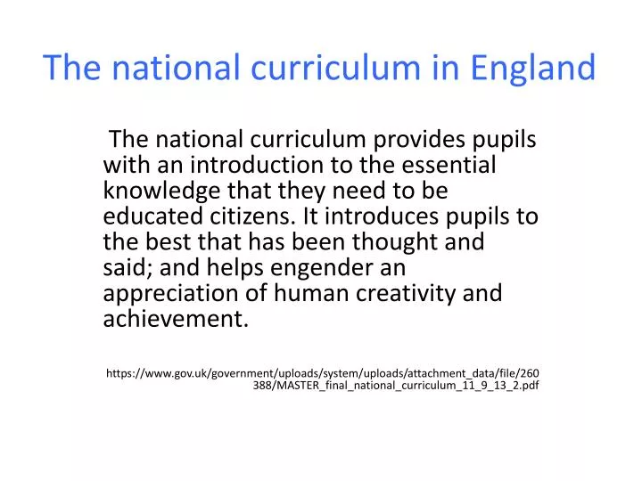 the national curriculum in england