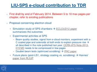 LIU-SPS e-cloud contribution to TDR