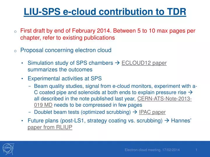 liu sps e cloud contribution to tdr