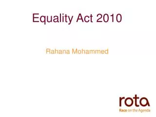Equality Act 2010 Rahana Mohammed