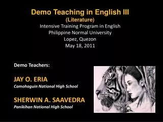 Demo Teaching in English III (Literature) Intensive Training Program in English