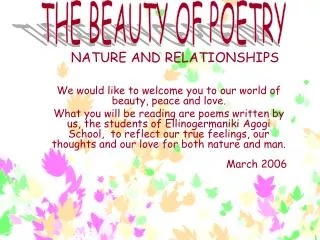 NATURE AND RELATIONSHIPS