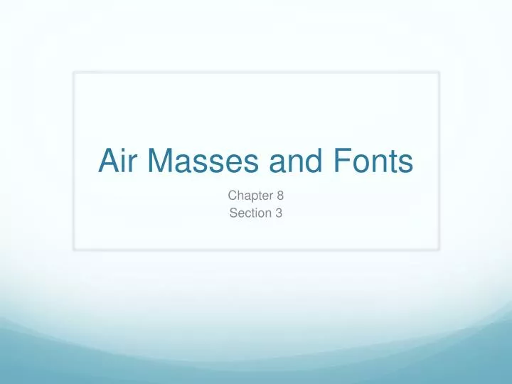 air masses and fonts