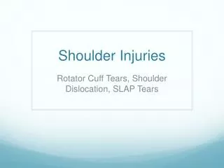 Shoulder Injuries