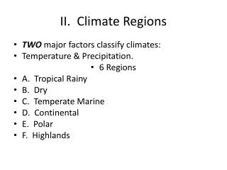II. Climate Regions