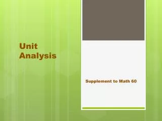 Unit Analysis