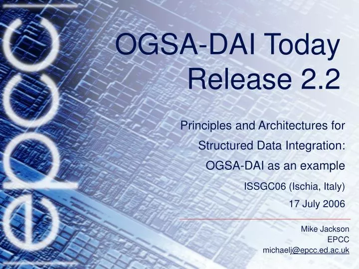 ogsa dai today release 2 2