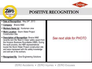 Date of Recognition : May 24 th , 2013 Company : Brazos M&amp;E