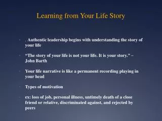 Learning from Your Life Story