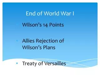 End of World War I