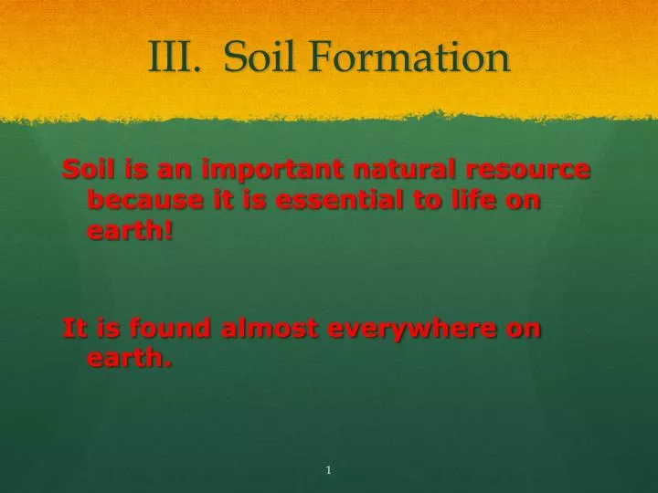 iii soil formation