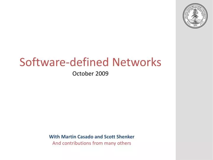 software defined networks october 2009