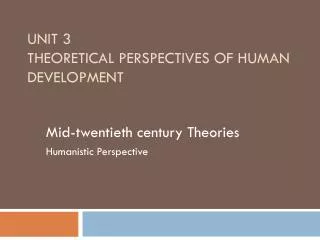Unit 3 Theoretical Perspectives of Human Development