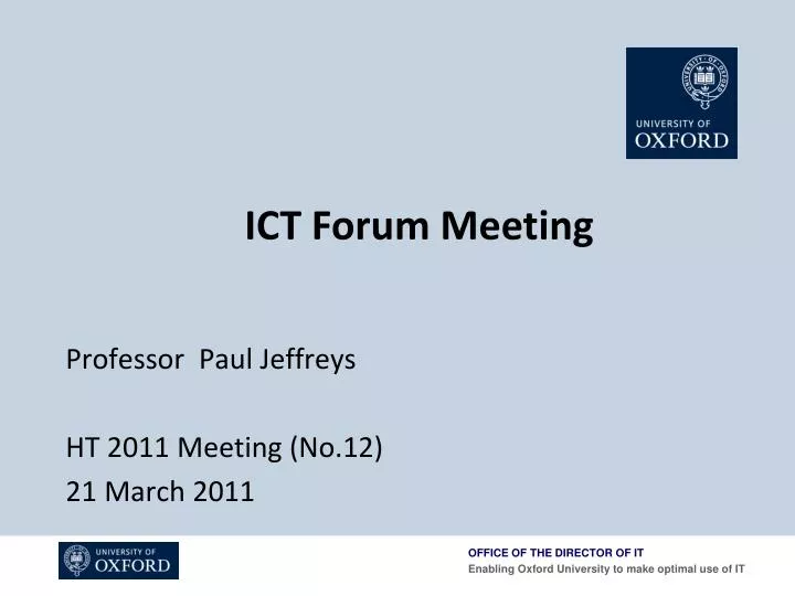 professor paul jeffreys ht 2011 meeting no 12 21 march 2011