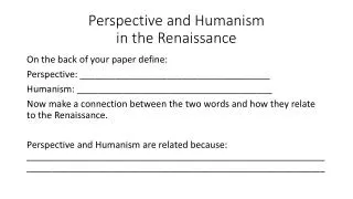 Perspective and Humanism in the Renaissance