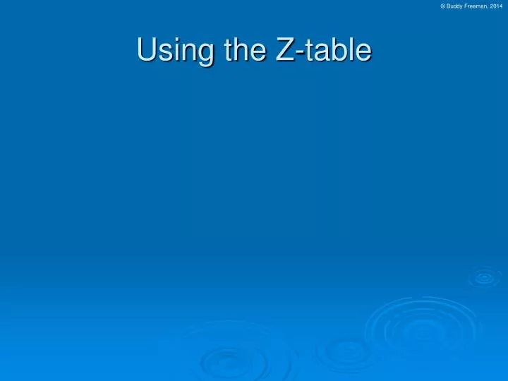using the z table
