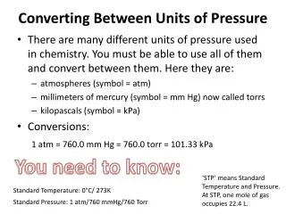 Converting Between Units of Pressure