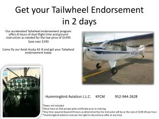 Get your Tailwheel Endorsement in 2 days