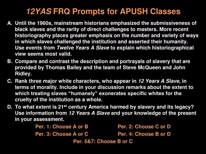 PPT 12YAS FRQ Prompts for APUSH Classes PowerPoint Presentation, free