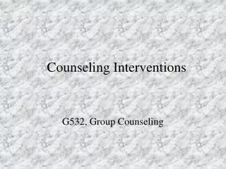 Counseling Interventions