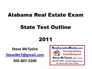 Alabama Real Estate Exam State Test Outline 2011