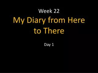 Week 22 My Diary from Here to There