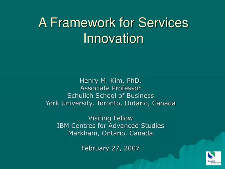 a framework for services innovation
